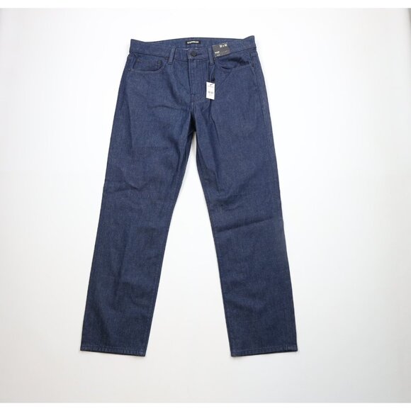 New Express Mens Size 32x32 Stretch Relaxed Fit Straight Leg Denim Jeans Blue